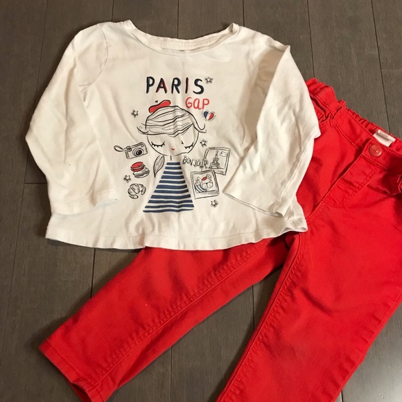 GAP baby white Paris long sleeved white tee - Picture 8 of 8